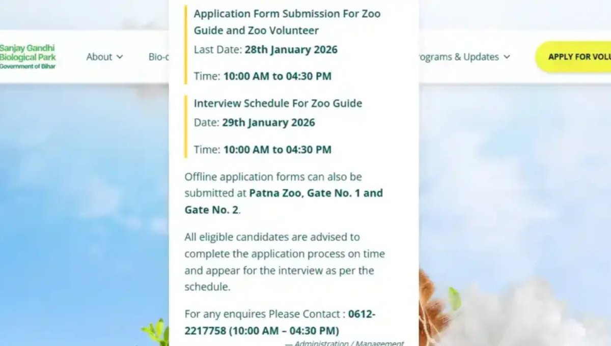 Patna Zoo Vacancy 2026