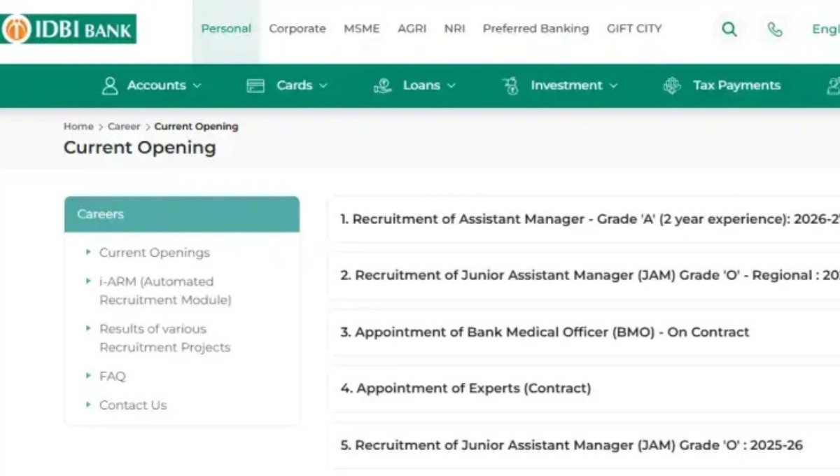IDBI Bank Recruitment 2026