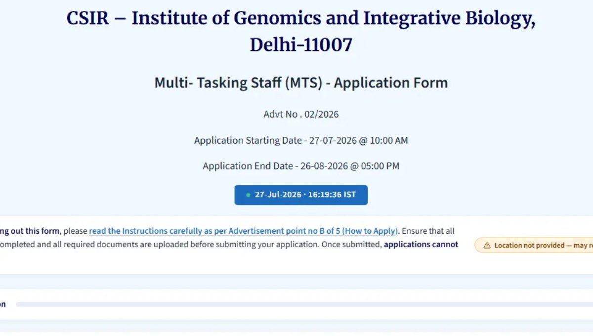 CSIR IGIB MTS Recruitment 2026